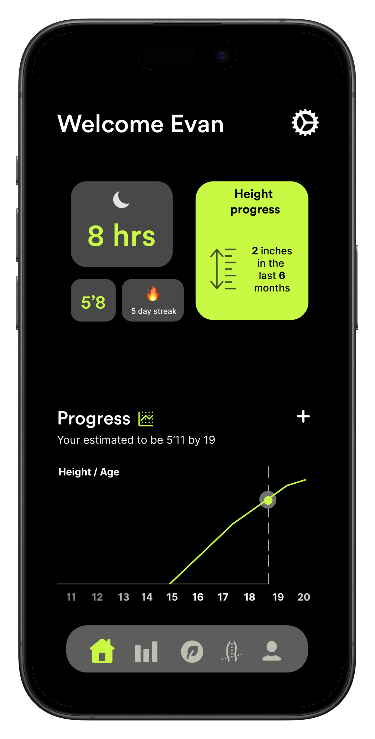 GoTall Home Screen